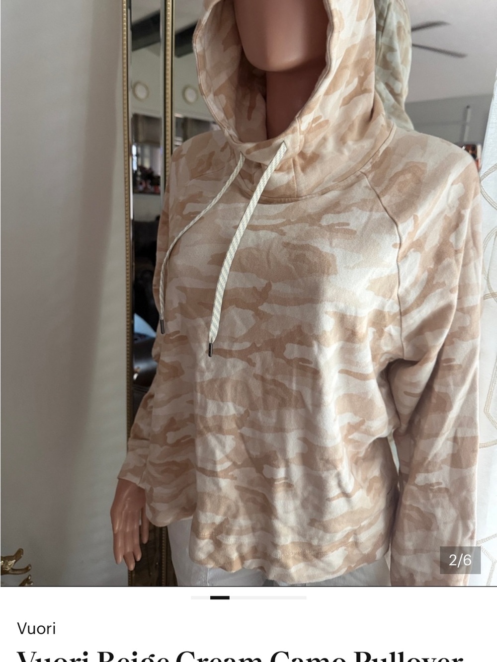 Vuori Beige & Cream Camo Pullover Hoodie